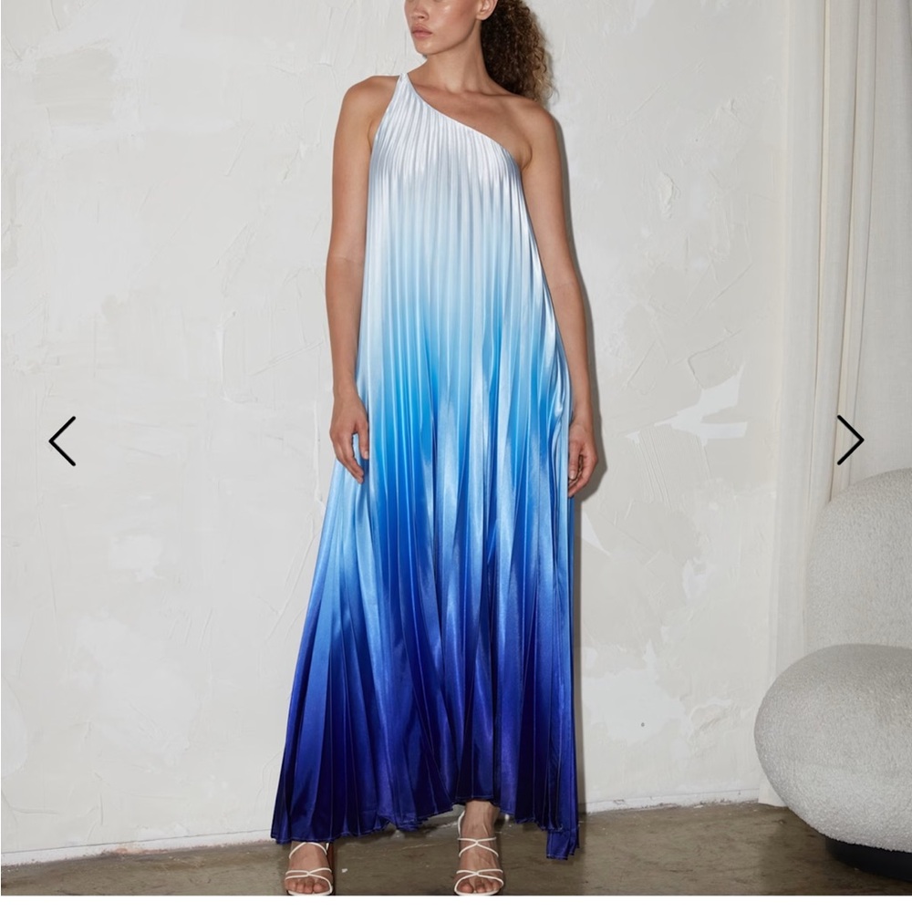 Delfi Blue Ombre One-Shoulder Dress